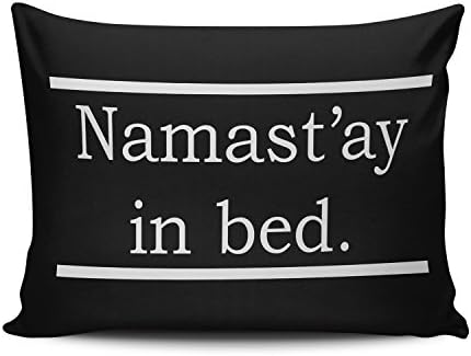 ZeDae Namast'ay in Bed Personalized Pillowcases Zippered Black Decorative Pillow Case Cover 12x20 Inches Pillowcase One Sided