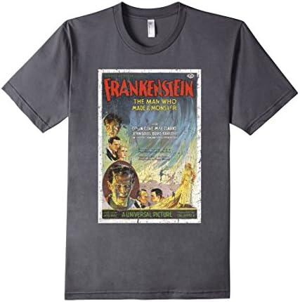 Men's Frankenstein Old Retro Vintage Poster T-Shirt Movie Men Kids 2XL Asphalt