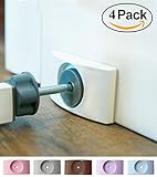 Wall Nanny (4 Pack - Made in USA) Indoor Baby Gate Wall Protector - No Safety Hazard on Bottom Spindles - Small Saver Pad Saves Trim &amp; Paint - Best Dog Pet Child Walk Thru Pressure Gates Guard (White) (Baby Product)
