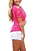 HOTAPEI Summer Shirts for Women Casual Loose Cut Out Shoulder Tops and Blouses Hot Pink Large Medium