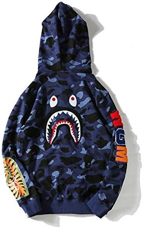 Blue CAMO Shark Teenage Adult Unisex Hoodies