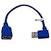 Right Angle USB 3.0 Extension Cable - SuperSpeed USB Type A Male to Female, 1ft (30cm) 90° Angle, Blue