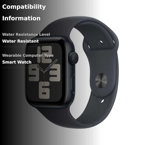 Apple Watch SE (2.ª generación) [GPS 44 mm] Smartwatch con caja de aluminio Midnight y correa deportiva Midnight M/L. Rastreadores de actividad física y sueño, detección de accidentes, monitor de frecuencia cardíaca, pantalla Retina