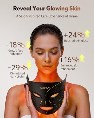 Red Light Therapy for Face, Cordless LED Face Mask with 4 Light Modes (NIR 850nm, Red 630nm, Blue, Amber), 272 LEDs, 10-Min Timer, Rechargeable for Glowing Skin at Home