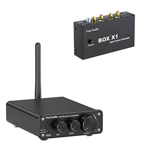 Fosi Audio Box X1 Phono Preamp for MM Turntable and BT10A Bluetooth 5.0 Stereo Audio 2 Channel Amplifier Receiver
