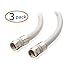 Cable Matters 3-Pack RG6 Coaxial Cable - 6ft, [CL2 Rated for in-Wall Use](CM) Quad Shield Coaxial Cable, RG6 Coax Cord for TV, Digital Router, Satellite Receiver and More, White