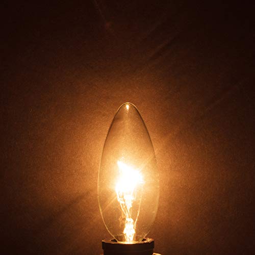 Simba Lighting Candelabra Torpedo Clear B10 CTC 60W E12 Base (12 Pack) Decorative Incandescent Light Bulbs 120V for Chandeliers, Ceiling Fan Lights, Pendants, Wall Sconces, Dimmable, Warm White 2700K