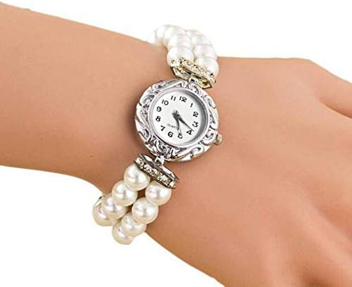 Watches for Women Clearance Sale, Stekima Fashion Golden Pearl Analog Display Dial Quartz Watches for Women Ladies Luxury Bracelet Bangle Wrist Watches for Party Club Casual Watches Stainless Steel