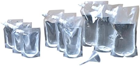 Hidden Alcohol Cruise Liquor Flask Kit by Jungle Drinks - Concealable for Travel - 9 Pack Flasks with Funnel (3 x 32oz + 3 x 16oz + 3 x 8oz)
