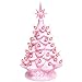 Best Choice Products 11in Ceramic Pre-Lit Hand-Painted Tabletop Artificial Christmas Tree Holiday Decor with Lights, Star Topper, Pink