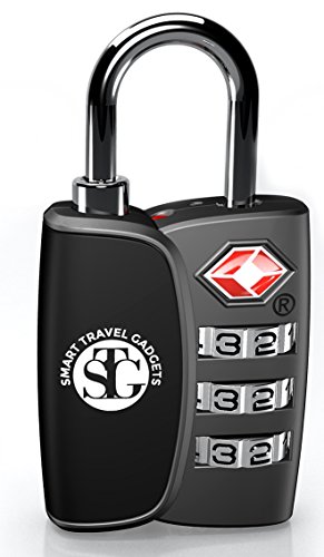 TSA Accepted 3 Digit Combination Luggage Lock for Travel Equipped With Red Pole, Open Search Alert Indicator Bright Color Choices Heavy Duty, Sturdy, Quality Construction, Durable, Airport Customs Friendly (Black)