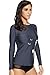 CharmLeaks Women Long Sleeve Rashguard UV Protection Swim Tee Shirts Swimsuit Tops Gray L