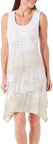 Hearts of Palm Womens Palm Tree Dress Medium Pebble beige