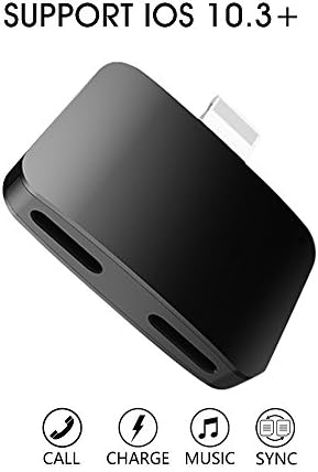 iPhone 7 Adapter Splitter, TEAMAR Lightning to Dual Lightning Adapter Headphone Audio Charge Support Sync Data+Listening to Music+Calling Converter for iphone 7/7 plus Compatible for iOS 11
