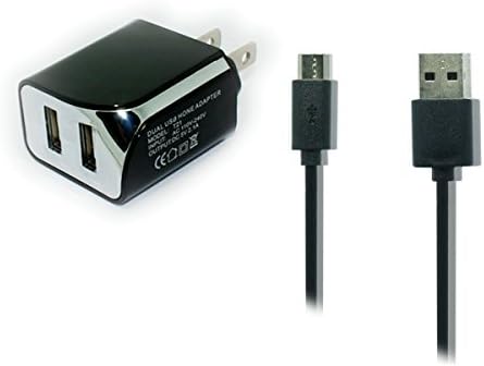 2.1A Dual Port USB Wall Charger Adapter and Cable (Black) for LG FREEDOM II UN280 P520 Terry EGO Wi-Fi T505 Optimus Swift Optimus Me P350 Pecan Optimus Link P698
