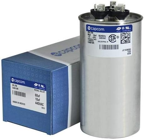 SUPER FAST SHIPPING! ORIGINAL Capacitor round GE/Genteq 60/10 uf MFD 440 volt 25L756 (replaces old GE# C46010R), 60 + 10 MFD at 440 volts