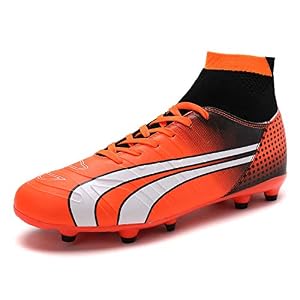 DREAM PAIRS Men’s 160862-M Orange Black White Cleats Football Soccer Shoes – 11 M US