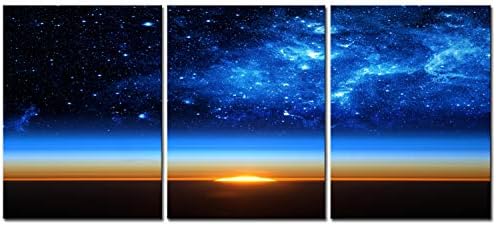 CUFUN Art - Starry Sky and Sunrise Prints on Canvas Horizon Pictures Wall Home Decoration Framed Canvas Art 12x16inx3pcs