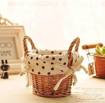 Chic Rushed New Arrival Pastoral Vasos Decorativos Wicker Basket with Fabrix Flower Vase Home Decor Desk Rome Storage Fashion