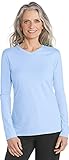 Coolibar UPF 50+ Women's V-Neck T-Shirt - Sun Protective (Medium- Blue Harbor)