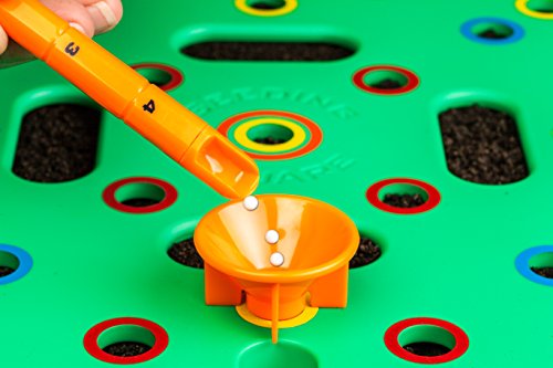 Seeding Square - Patented Seed and Seedling Spacer Tool for Bigger Harvests, Organized Plants & Fewer Weeds – Color-Coded Gardening Template with Dibber, Seed Spoon, Ruler & Planting Guide