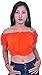 Wevez Women's Tribal Style Summer Cotton Puff Sleeve Crop Top Blouse, Orange