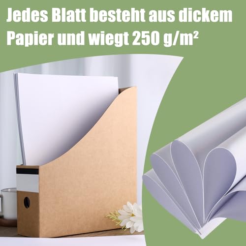 VGOODALL 72 Blatt Perglanz-Papier, DIN A4 Weiss-Metallic Bastelpapier mit Perlmutt-Schimmer Glitzerpapier 250 g/m²