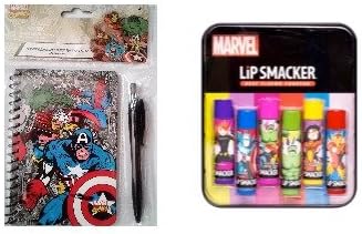Marvel Set! Includes A Stationery Set With A 60 Sheet Notebook & Pen And 6 Pack Lip Smacker Chapstick!
