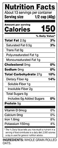 AMAZON BRAND – HAPPY BELLY QUICK COOK OATS, 18 OUNCE