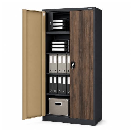 Jan Nowak Metal Cabinet Lockable Filing Cabinet Metal Office Cabinet File Cabinet Archive Cabinet Steel Cabinet with Shelves Lock Storage Space for 48 Folder Documents 185 x 90 x 45 cm