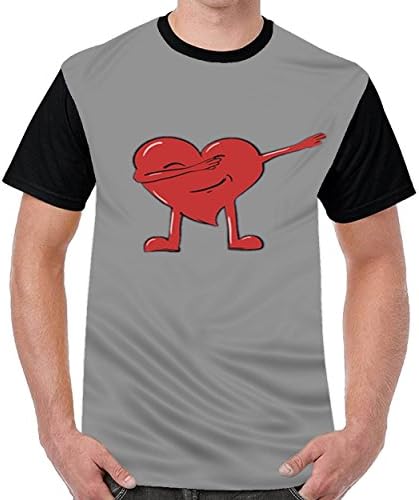 Lovelywardrobe Funny Dabbing Heart Valentine's Day Mens Cotton Athletic T-Shirts Dark Gray