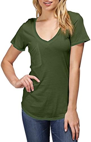 Bobi S/S Front Pocket Relaxed V-Neck Tee (S, Cargo)