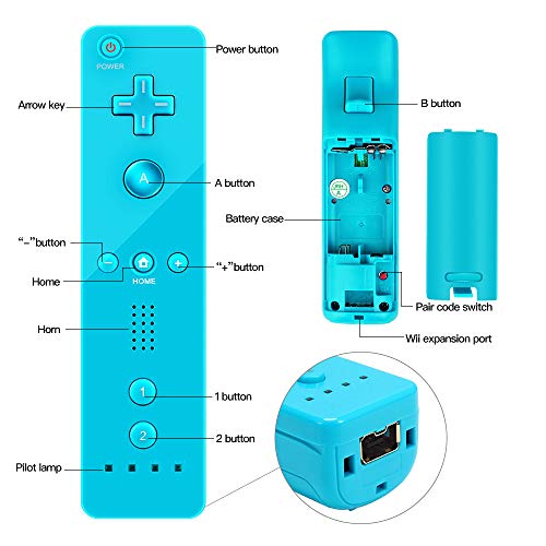 Maliralt Wii Remote Controller, LP03 Wireless Wii Game Remote Control with Free Silicone Case and Wrist Strap for Nintendo Wii and Wii U - Cyan (Third-Party Product)