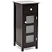 Best Choice Products Multipurpose Bathroom Floor Storage Space Saver Cabinet for Linens, Toiletries w/ 3 Shelves, Drawer, Cupboard, Tempered Glass Double Doors, Espresso Brown