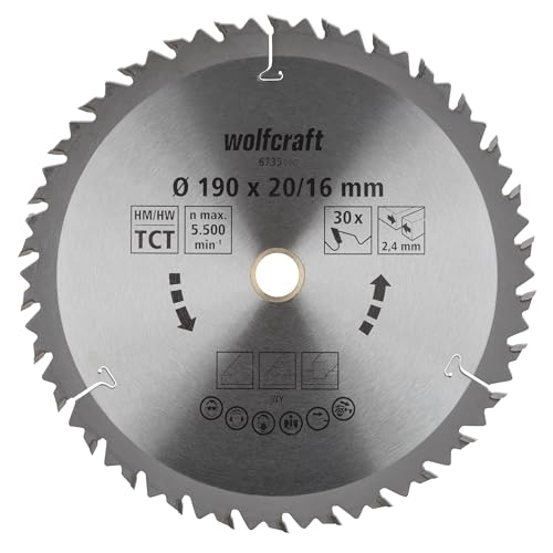 wolfcraft 6735000 | Handkreissaegeblatt HM | Serie braun | 30 Zaehne | ø190mm