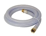 Abbott Rubber 1241-1000-10 PVC Water Suction 1-Inch by 10-Feet Transfer Hose with Threaded Couplings, Clear/White