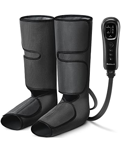 Nekteck Leg Compression Massager for Circulation and Relaxation, Foot and Calf Massage Machine 2 Modes 3 Intensities with Hand-held Controller for Pain Relief