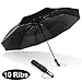 ESEOE Travel Umbrella, Large Windproof Umbrella, Auto Open Close Compact Folding Umbrella (10 Ribs) (Black)