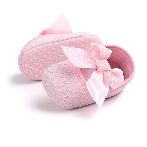 Baby Girls Princess Bowknot Soft Sole Cloth Crib Shoes Sneaker 6-12 Months Pink