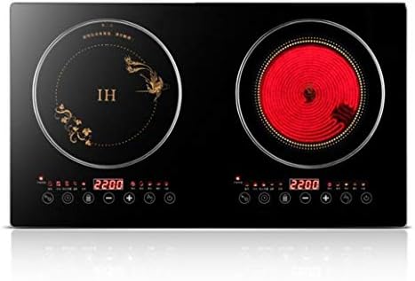 Double-head induction cooker household electric ceramic stove embedded induction cooker 2200W induction cooker hotel home induction cooker (Color : Black)