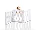 Wooden Pet Gate, Foldable and Freestanding, For Indoor Home and Office Use. Keeps Pets Safe [White Cascade Wave Decorative Design. Easy Set Up, No Tools Required]