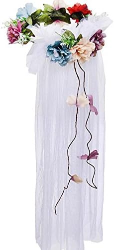 Whyyudan Lively and Fashion Vacation Artificial Flower Headdress Beautiful Veil Garland Bridal Wreath_Colorful