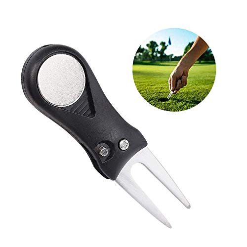 2PCS Golf Divot Tool with Pop-up Button & Magnetic Ball Marker with Arrow, Mini Switchblade Divot Repair Tool Lightweight Portable and Foldable - Thumbnail 3