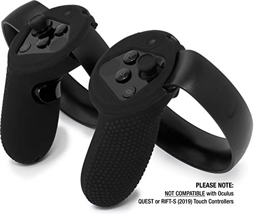 Controller Skin for Oculus Touch v1 by Asterion Products - (NOT for New Quest/Rift-S) Premium Gel Shell Silicone Protection Covers Featuring Low-Profile Friction Studs (Set of 2) Black