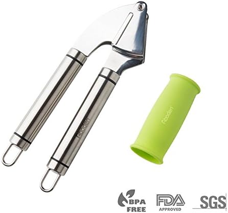 Aboden Garlic Press with Garlic Peeler, Large Capacity, 18/10 Stainless Steel