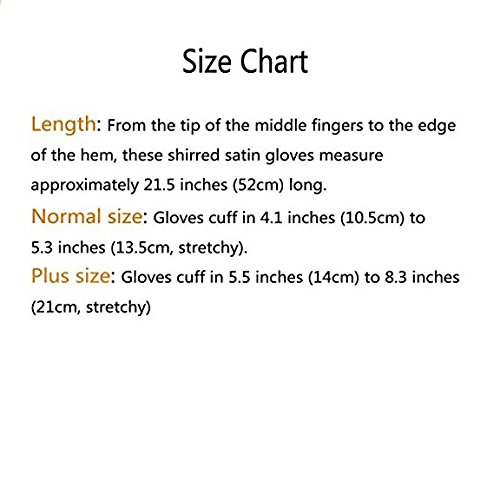 Unilove Long Opera Party 20s Satin Gloves Stretchy Adult Size Elbow Length 21.5" (White Normal Size)