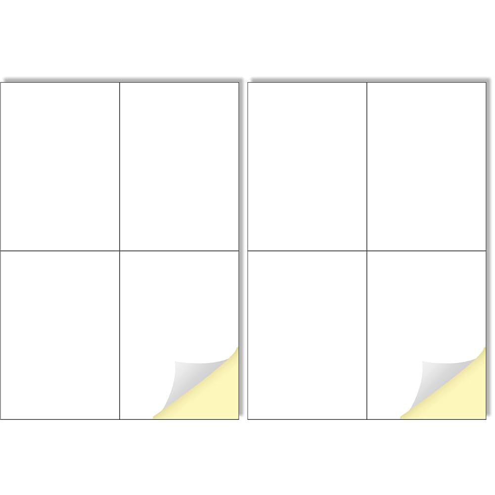 Creavvee 4 Label per Sheet, 20 A4 Sheets, Printable White Sticker Paper Labels for Laser/Inkjet Printers Made in Europe - Sticker Size (A6) 105 x 148 mm (Pack of 2)