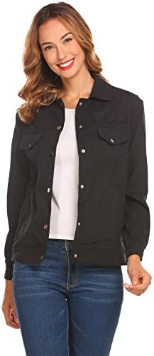 EASTHER Women's Classic Denim Jean Jacket with Pockets