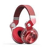Bluedio T2s Bluetooth Headphones On Ear with Mic, 57mm Driver Rotary Folding Wireless Headset, Wired and Wireless Headphones for Cell Phone/TV/PC, 40 Hours Play Time (Red)