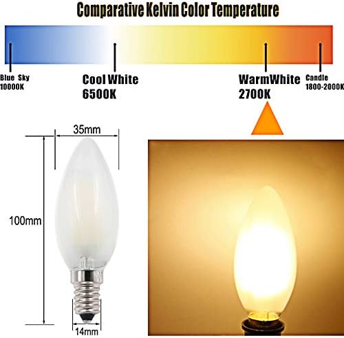 ZFQ 5 Pack E14 LED Candelabra Bulbs, Antique Led Filament Candle Bulb, 4 Watt, AC 220-240V, Non-Dimmable - Image 4